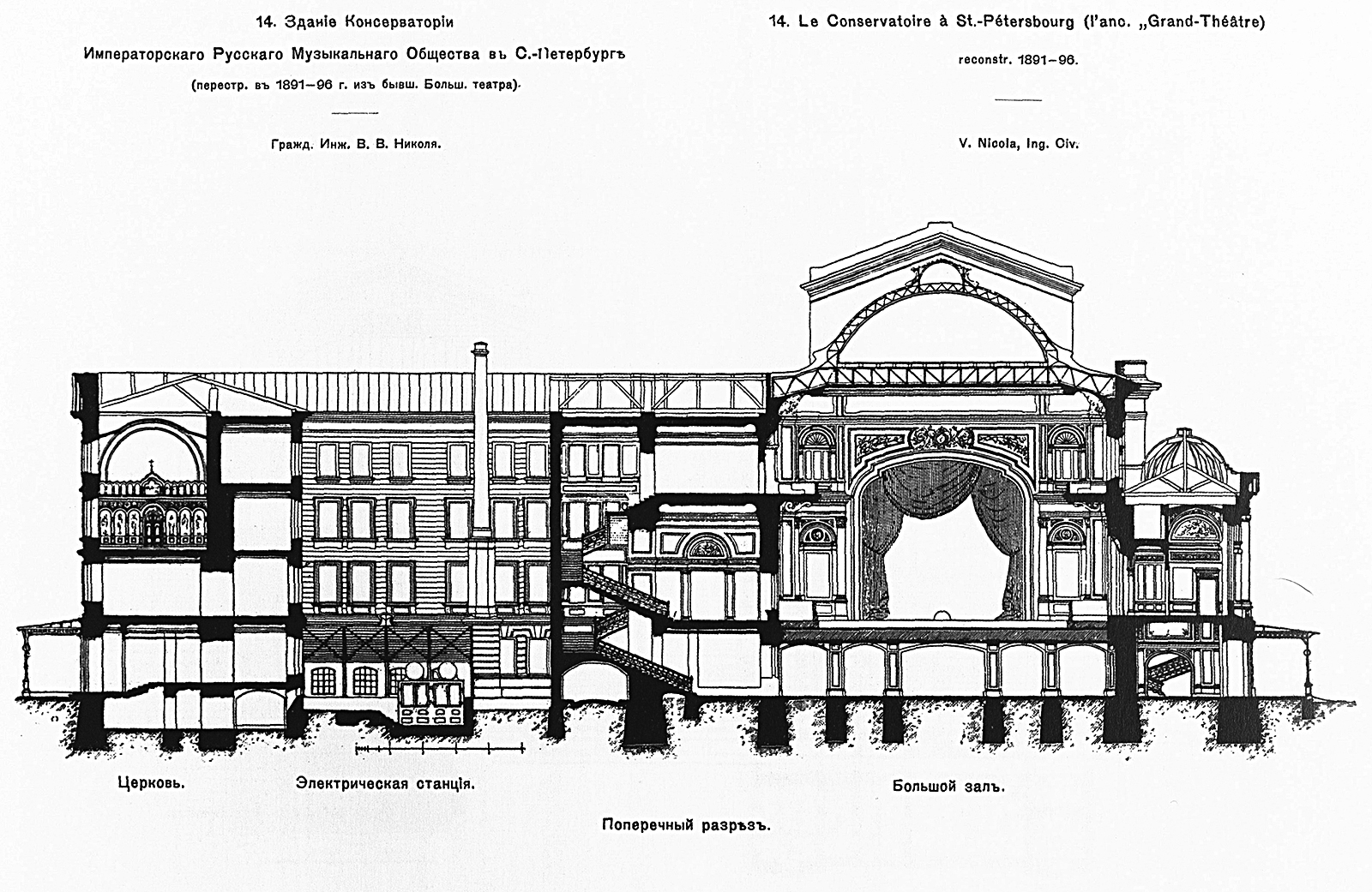 Проект здания Санкт-Петербургской консерватории на Театральной площади. Архитектор: В. В. Николя. 1891